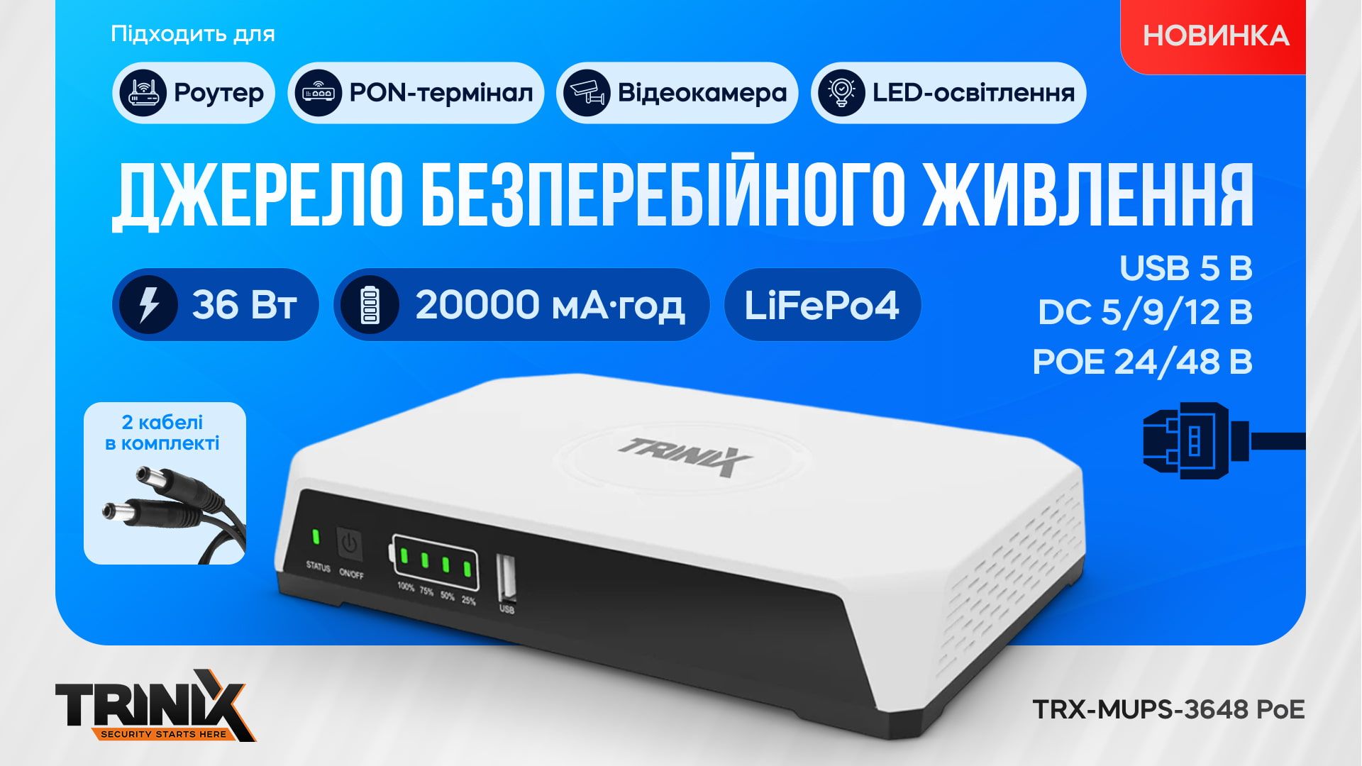 Мини-ИБП Trinix TRX-MUPS-3648PoE – универсальное решение для ...