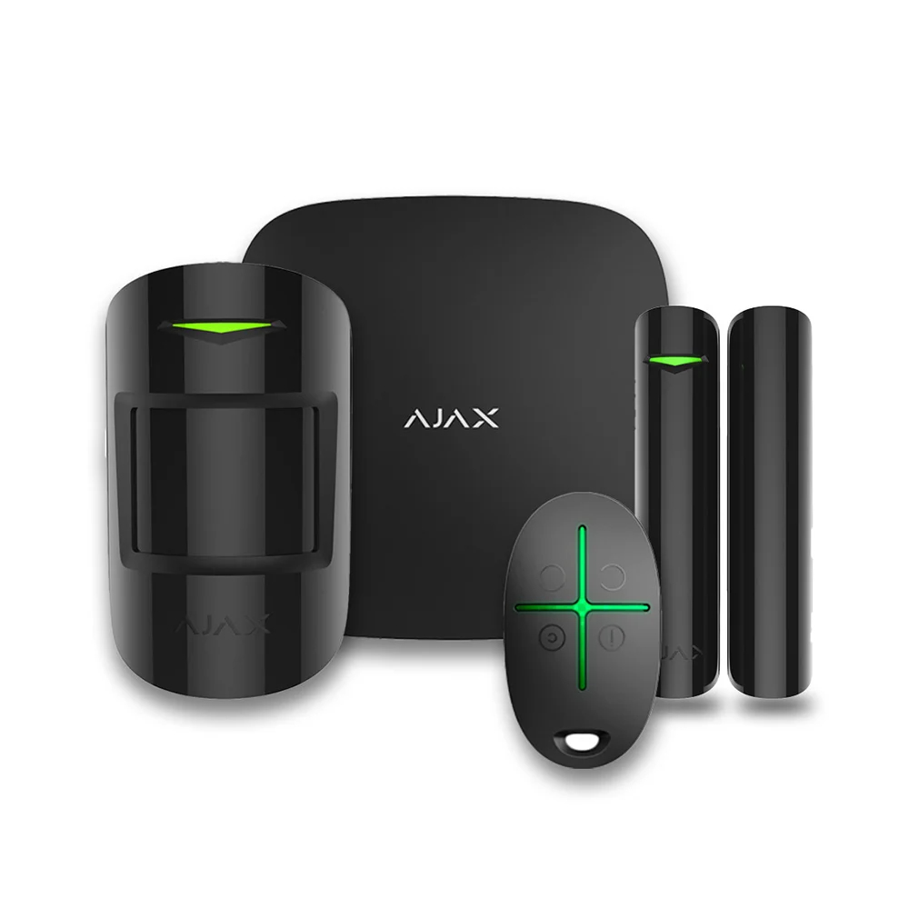 Комплект бездротової сигналізації Ajax StarterKit 2 чорний з 2G, Ethernet, підтримкою фотоверифікації тривог купити в Україні