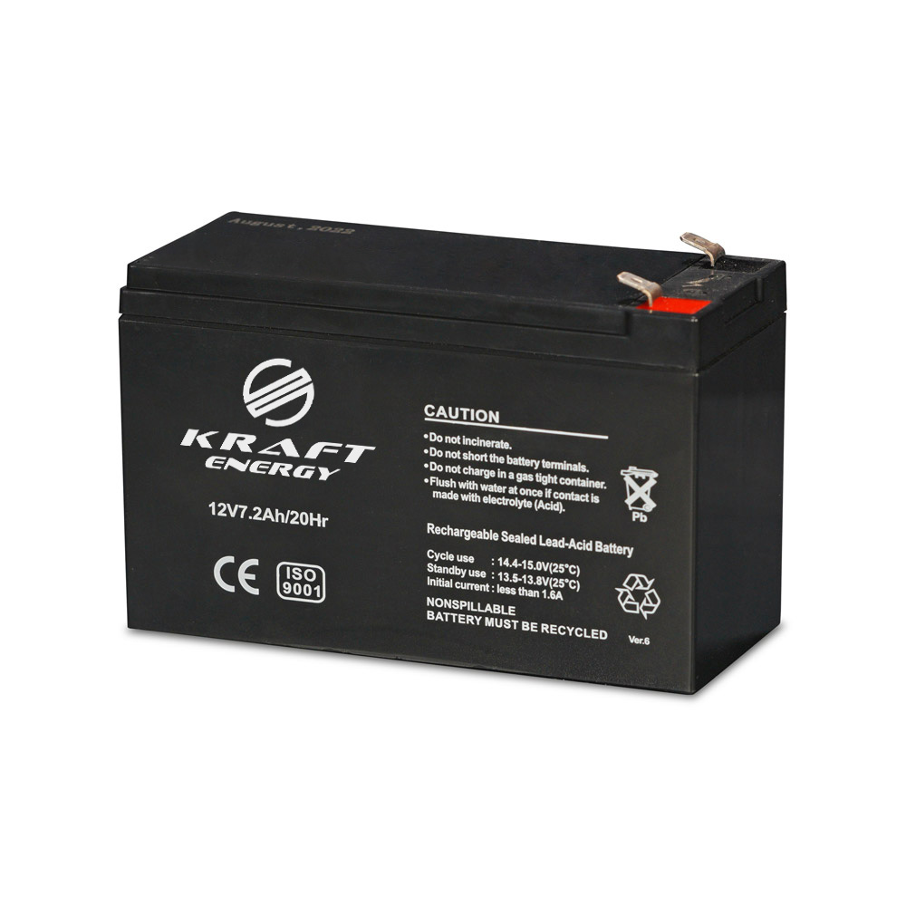 Аккумуляторная батарея 12В 7.2Ач Kraft 12V7.2Ah/20Hr AGM свинцово-кислотная купить в Украине