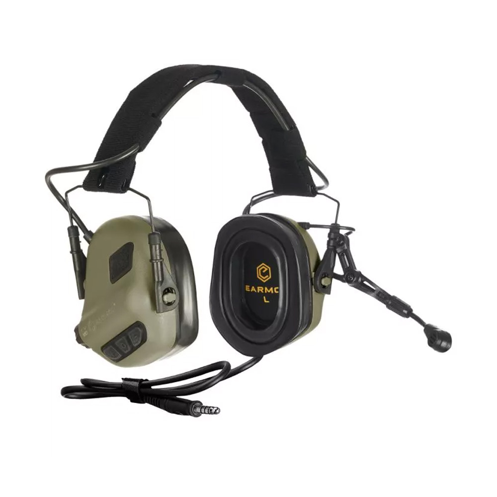 Активні захисні навушники Earmor M32X Plus (FG) Olive з гарнітурою та кріпленням на шолом купити в Україні