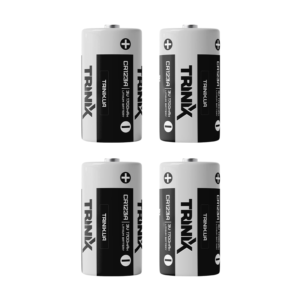 Комплект Trinix: батарея CR123A 3V LiMnO2 1700mAh (4 шт.) для датчиков Ajax, Tiras Orion Nova X, TriniX