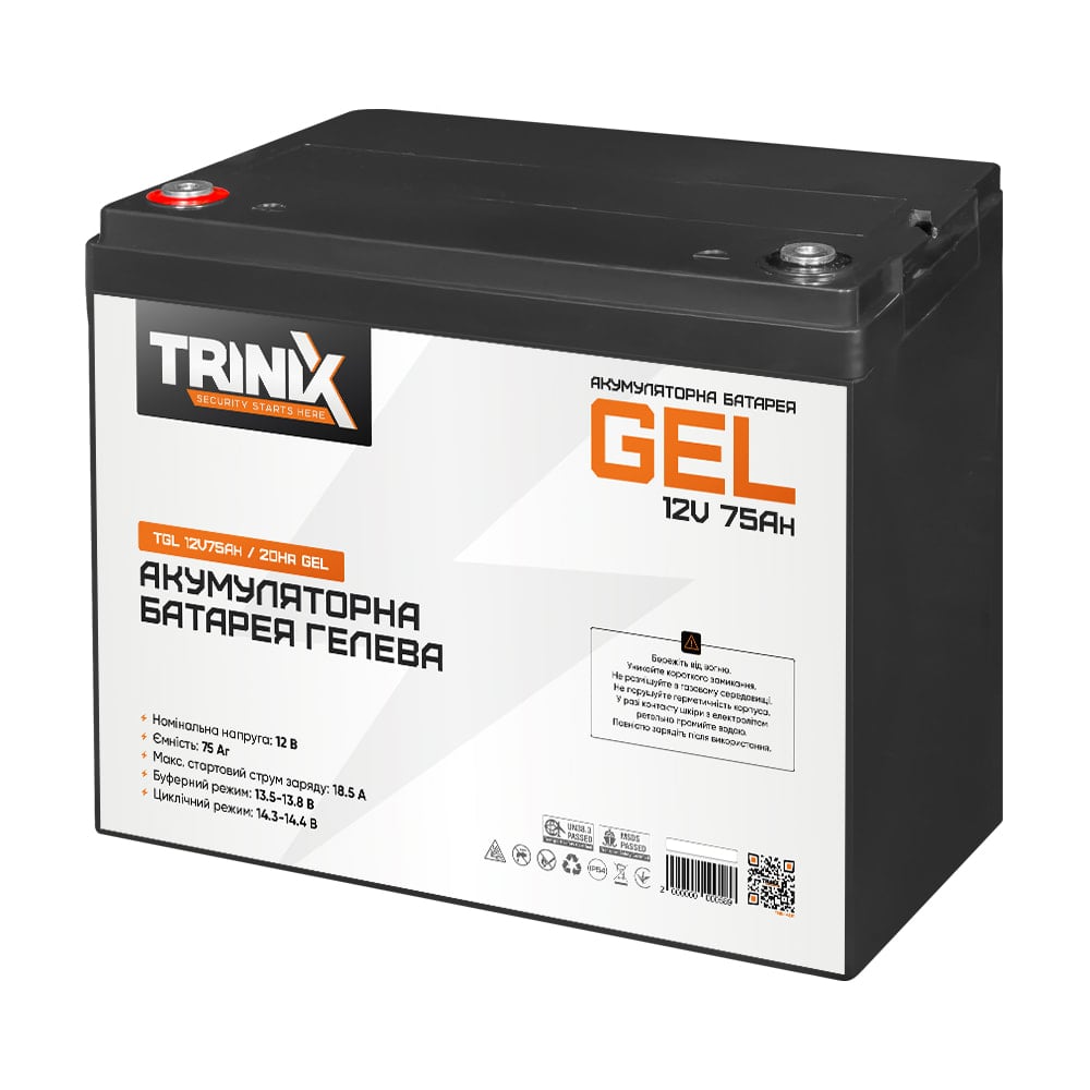 Акумуляторна батарея гелева 12В 75Аг Trinix TGL12V75Ah/20Hr GEL купити в Україні
