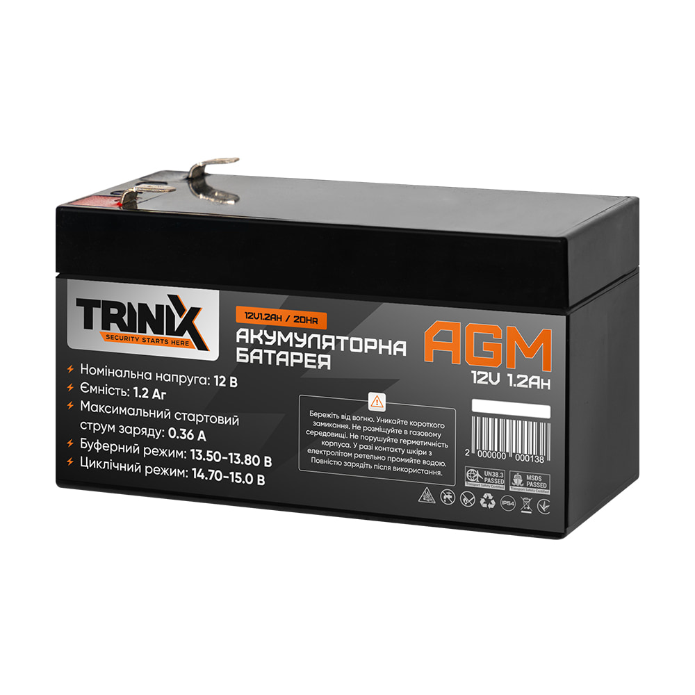 Аккумуляторная батарея 12В 1.2Ач Trinix 12V1.2Ah/20Hr AGM свинцово-кислотная купить в Украине