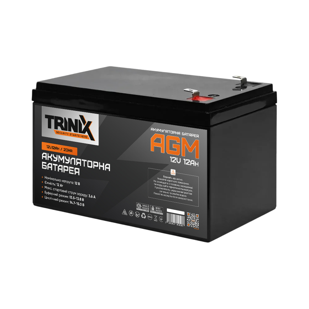 Аккумуляторная батарея 12В 12А*ч Trinix 12V12Ah/20Hr AGM свинцово-кислотная купить в Украине