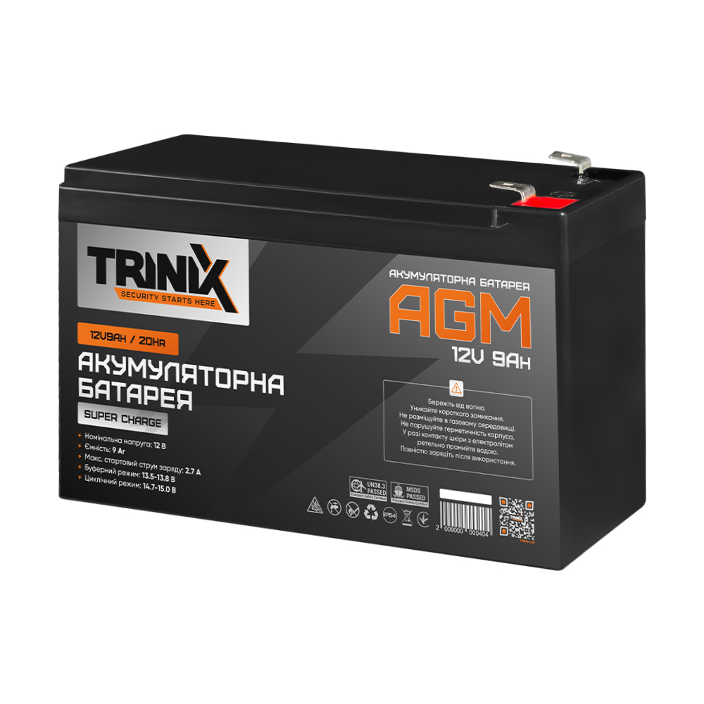 Trinix 12V9Ah/20Hr Super Charge AGM Аккумуляторная батарея 12В 9А*ч свинцово-кислотная купить в Украине