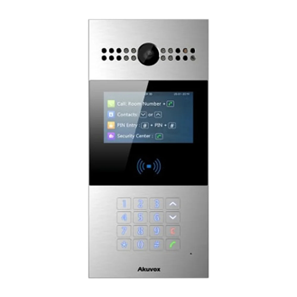 IP-видеопанель многоабонентская 2Mp Akuvox R28A с экраном 4.3" и считывателем EM-Marine / Mifare / NFC купить в Украине