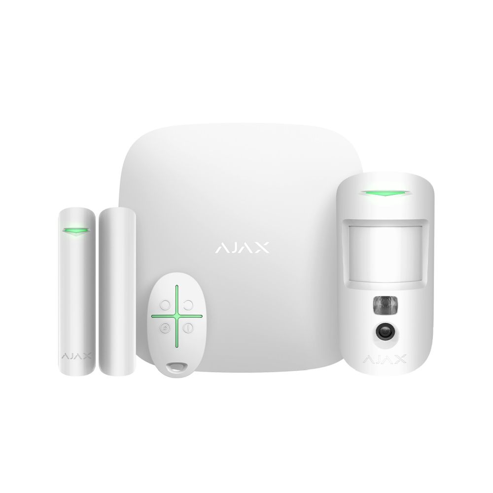 Комплект беспроводной охранной сигнализации Ajax StarterKit Cam Plus белый с WiFi, 2G, 3G, 4G, Ethernet, фотоверификацией тревог купить в Украине