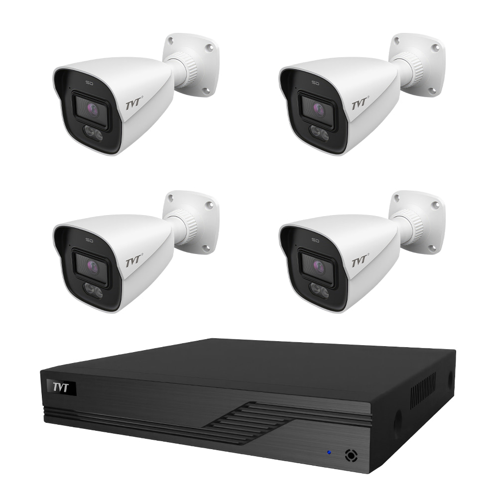 Комплект IP-видеонаблюдения на 4 камеры TVT IP-Video Kit 4x4Mp (B) PoE: 4 цилиндрические 4Mp видеокамеры + 4-канальный 8Mp видеорегистратор купить в Украине