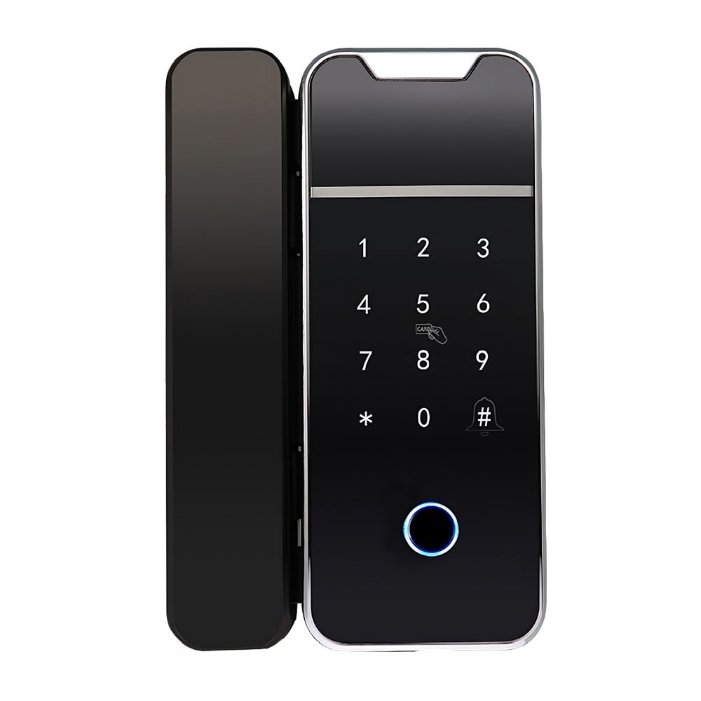Замок біометричний автономний на скляні двері Trinix TRL-3307BTG з Bluetooth, зчитувачем відбитків пальців і карт Mifare купити в Україні