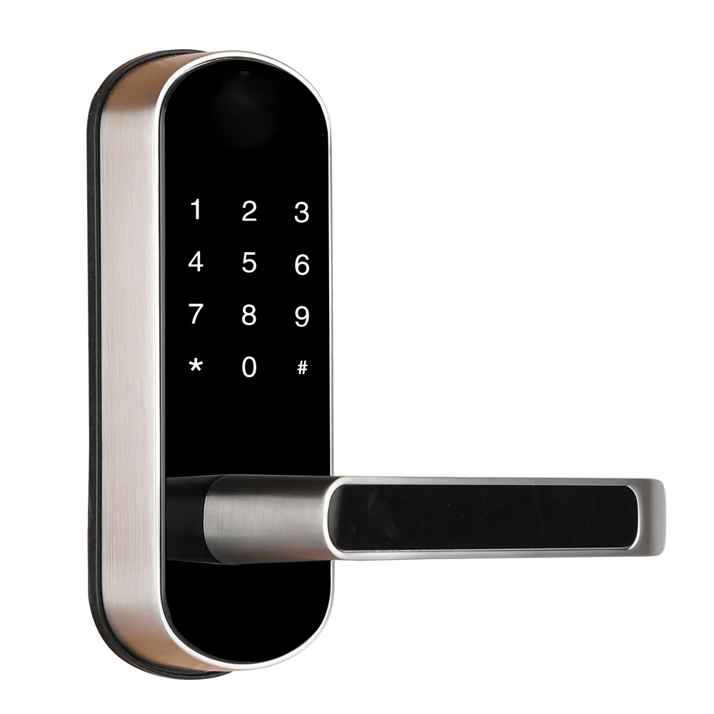 Замок біометричний автономний Trinix TRL-5107BTF Silver Right з Bluetooth, зчитувачем відбитків пальців і карт Mifare купити в Україні
