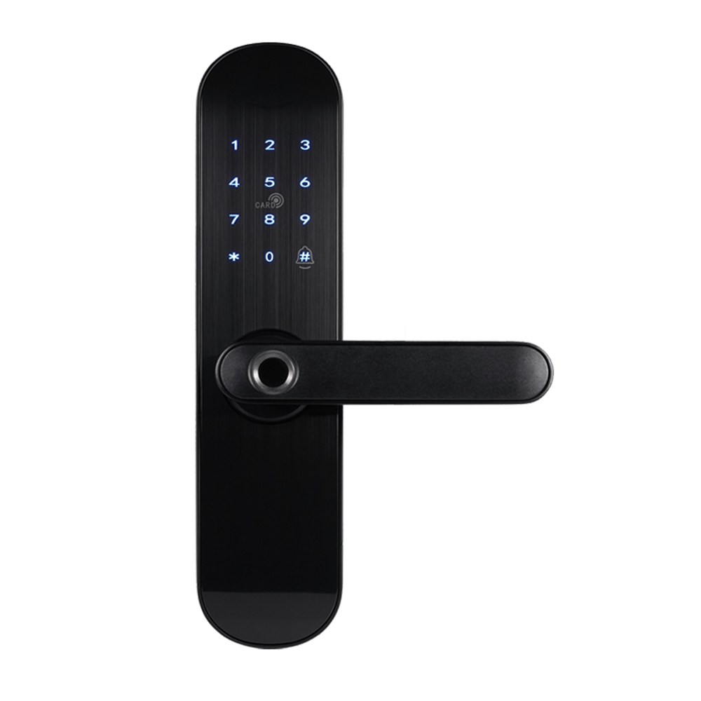 Замок біометричний автономний Trinix TRL-5103BTF Black Right з Bluetooth, зчитувачем відбитків пальців і карт Mifare купити в Україні