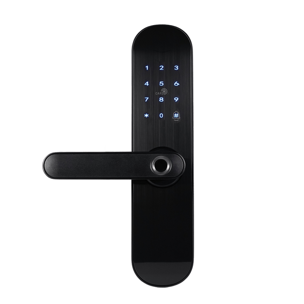 Замок біометричний автономний Trinix TRL-5103BTF Black Left з Bluetooth, зчитувачем відбитків пальців і карт Mifare купити в Україні