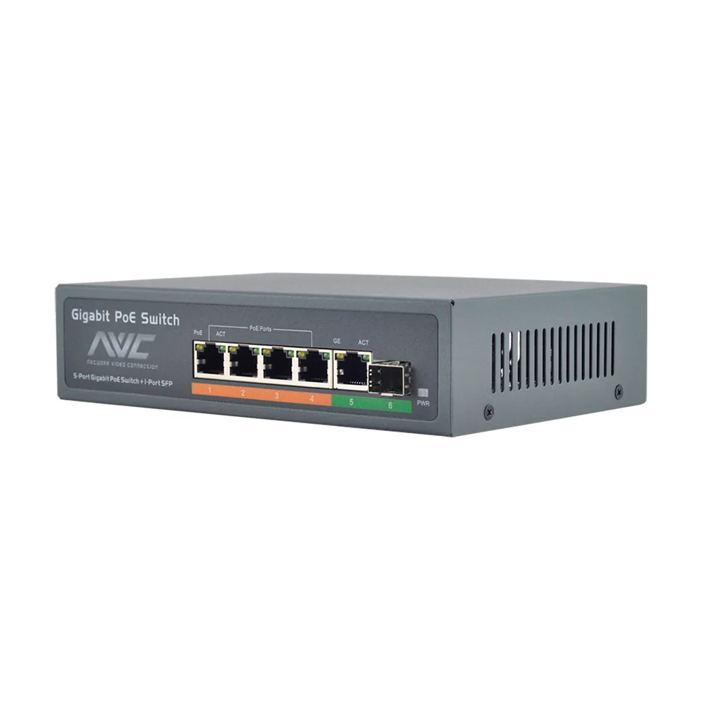 PoE-коммутатор 6-портовый гигабитный NVC-604Gs купить в Украине
