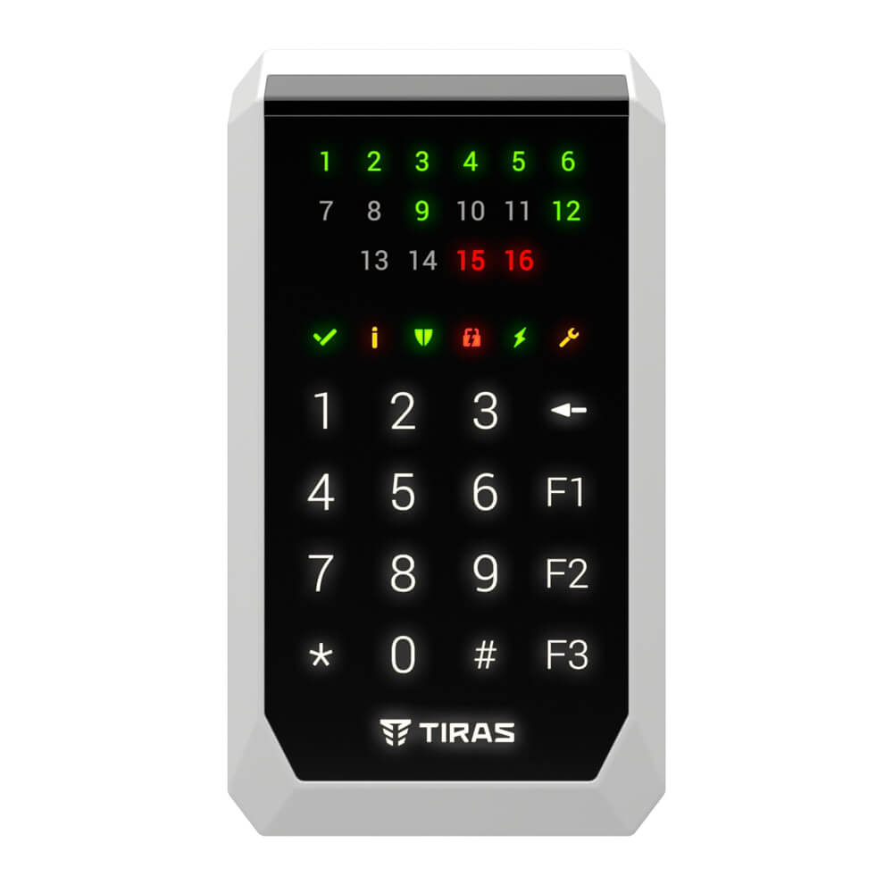 Клавиатура Tiras K-PAD16+ Black на 16 индикаторов зон со встроенным считывателем NFC/Mifare купить в Украине
