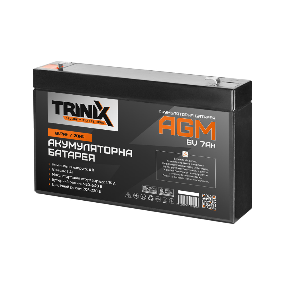 Акумуляторна батарея 6В 7Аг Trinix 6V7Ah/20Hr AGM свинцево-кислотна купити в Україні