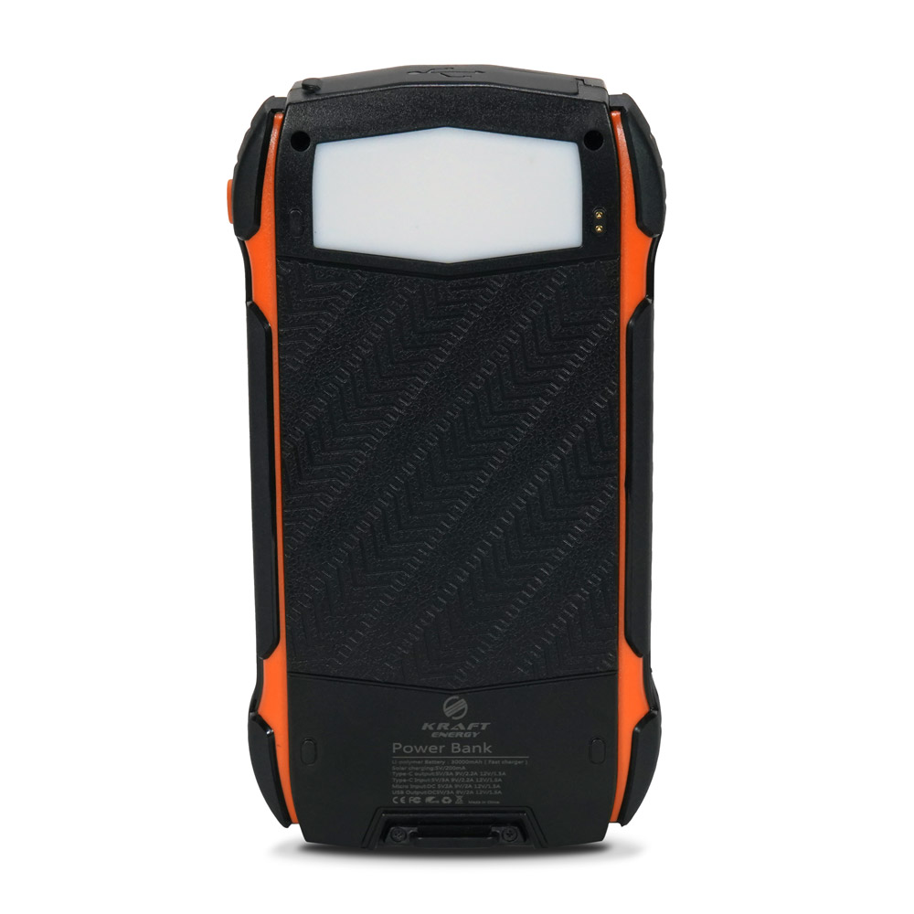 Повербанк з сонячною панеллю 30000mAh Power Bank Kraft TPB-1830SLP Orange 18W QC2.0 LED-ліхтар купити в Україні