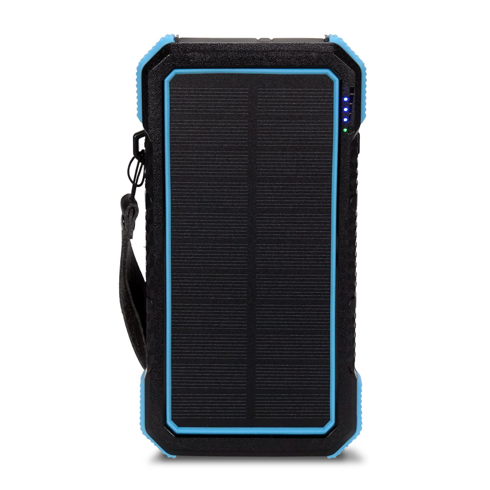 Повербанк с солнечной панелью 20000mAh Power Bank Kraft TPB-1820SLP Blue беспроводная зарядка 18W QC2.0 LED-фонарь купить в Украине