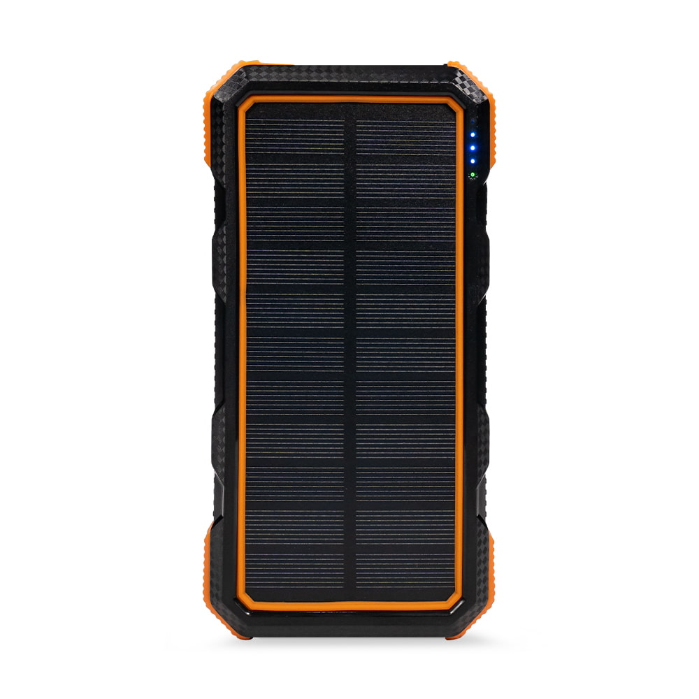 Повербанк з сонячною панеллю 20000mAh Power Bank Kraft KPB-U1830WFCS Orange бездротова зарядка LED-ліхтар купити в Україні