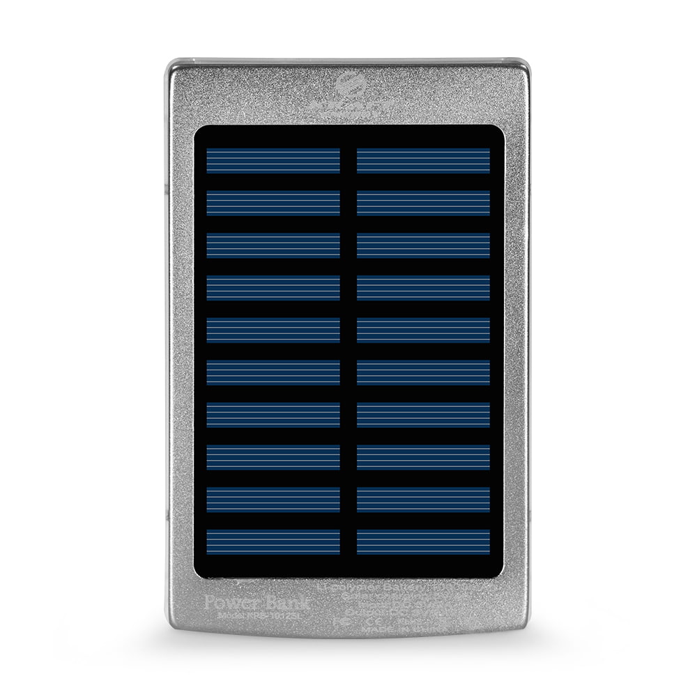 Повербанк с солнечной панелью 10000mAh Power Bank Kraft KPB-1012SL Silver LED-фонарь купить в Украине