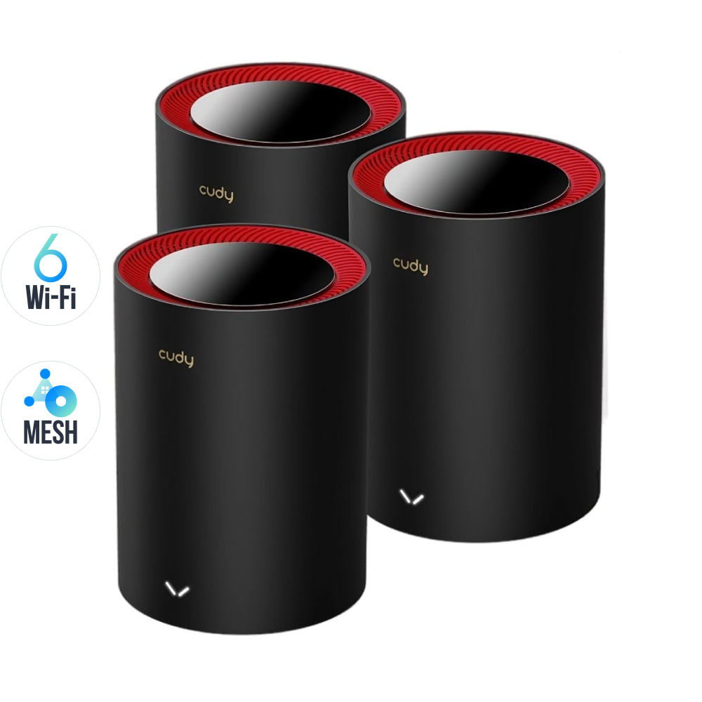Маршрутизатор WiFi Mesh-система WiFi 6 2.5G Cudy M3000 Black (3-Pack) 3 штуки дводіапазонні AX3000 купити в Україні