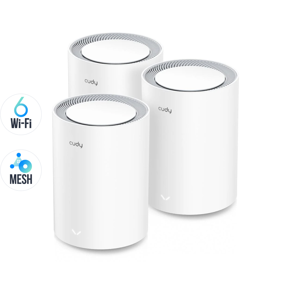 Маршрутизатор WiFi Mesh-система WiFi 6 Cudy M1800 (3-Pack) 3 штуки дводіапазонні гігабітні AX1800 купити в Україні