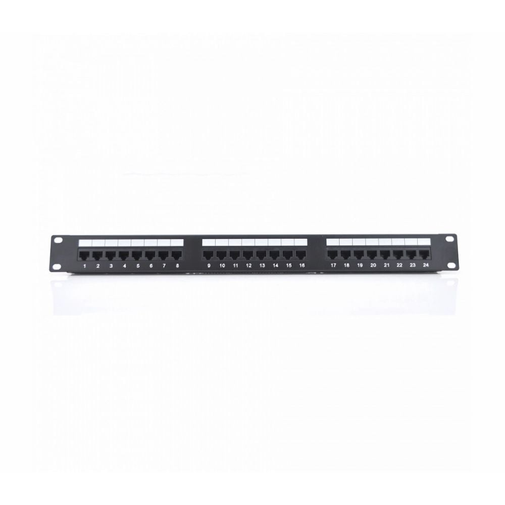 Патч-панель Ritar 24 порти UTP DUAL кат 5Е 19" 1U неекранована чорна, з заднім організатором кабелю Q25 купити в Україні