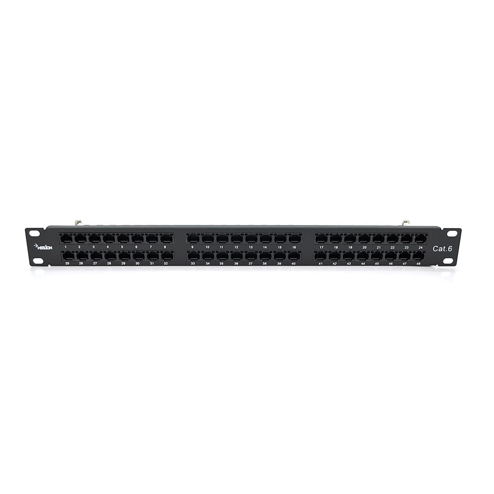 Патч-панель Merlion 48 портів UTP DUAL кат 6 19" 1U неекранована чорна Q10 купити в Україні