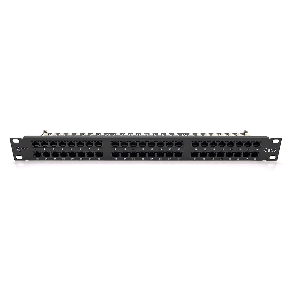 Патч-панель Ritar 48 портів UTP DUAL кат 6 19" 1U неекранована чорна Q10 купити в Україні