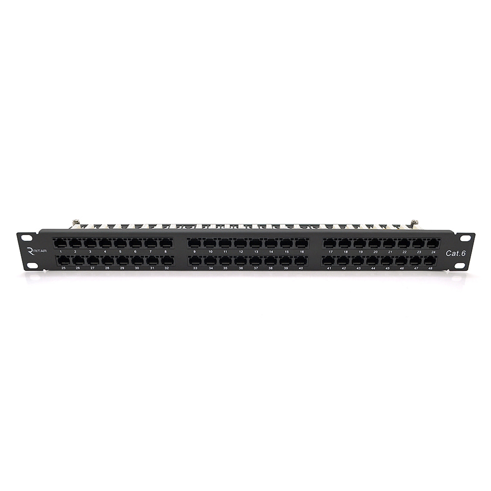 Патч-панель Ritar 48 портов UTP DUAL кат 6 19" 1U неэкранированная черная Q10 купить в Украине