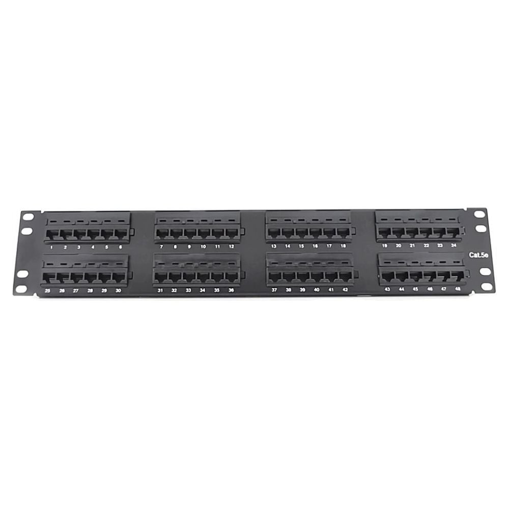 Патч-панель PiPo 48 портів UTP DUAL кат 5E 19" 2U неекранована чорна Q20 купити в Україні