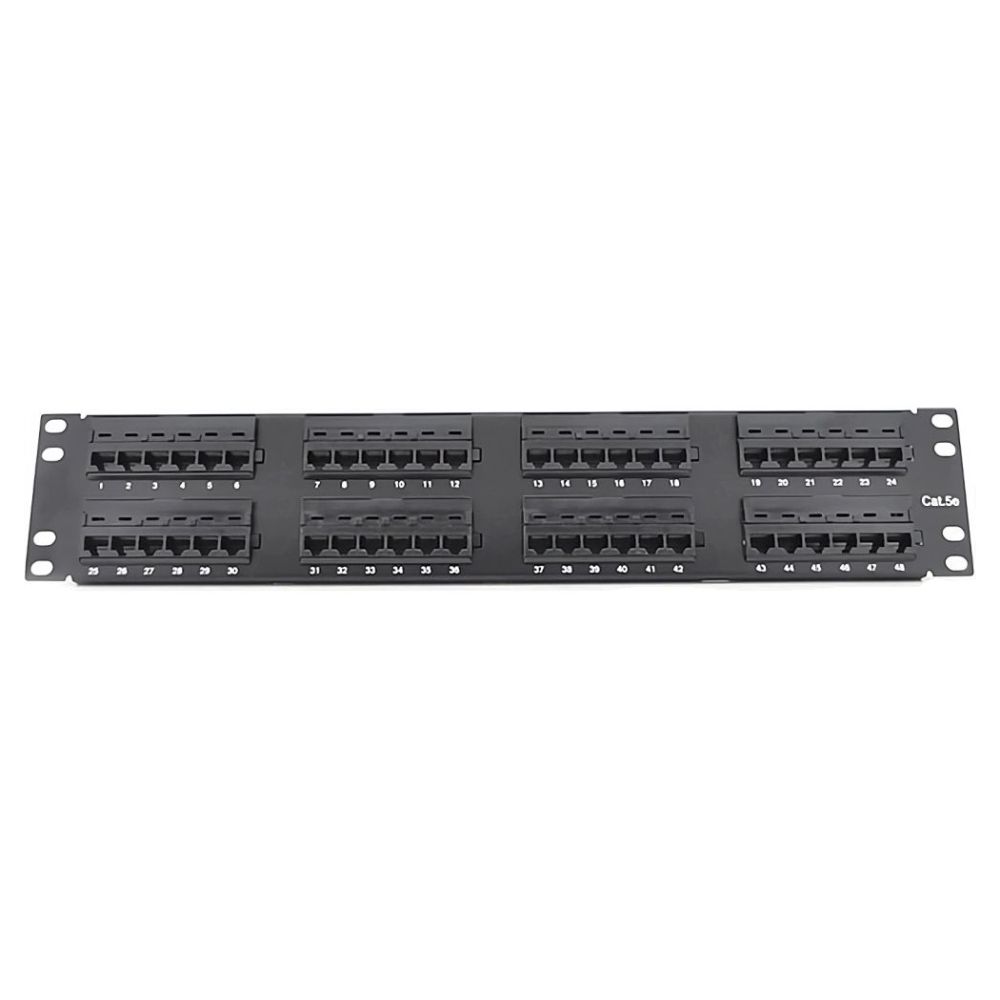 Патч-панель PiPo 48 портов UTP DUAL кат 5E 19" 2U неэкранированная черная Q20 купить в Украине