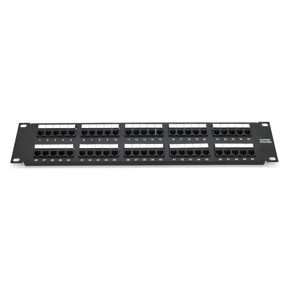 Патч-панель телефонная PiPo 50 портов UTP DUAL кат 3 19" 2U неэкранированная черная купить в Украине