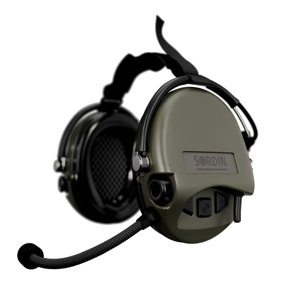 Активные наушники для стрельбы Sordin Supreme Mil CC Neckband Green Nexus с задним держателем под шлем купить в Украине