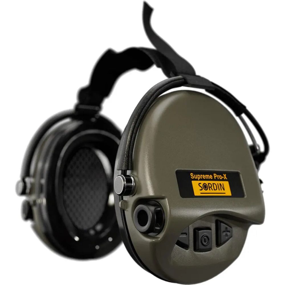 Активные защитные наушники Sordin Supreme Pro-X Neckband Olive с задним держателем под шлем купить в Украине