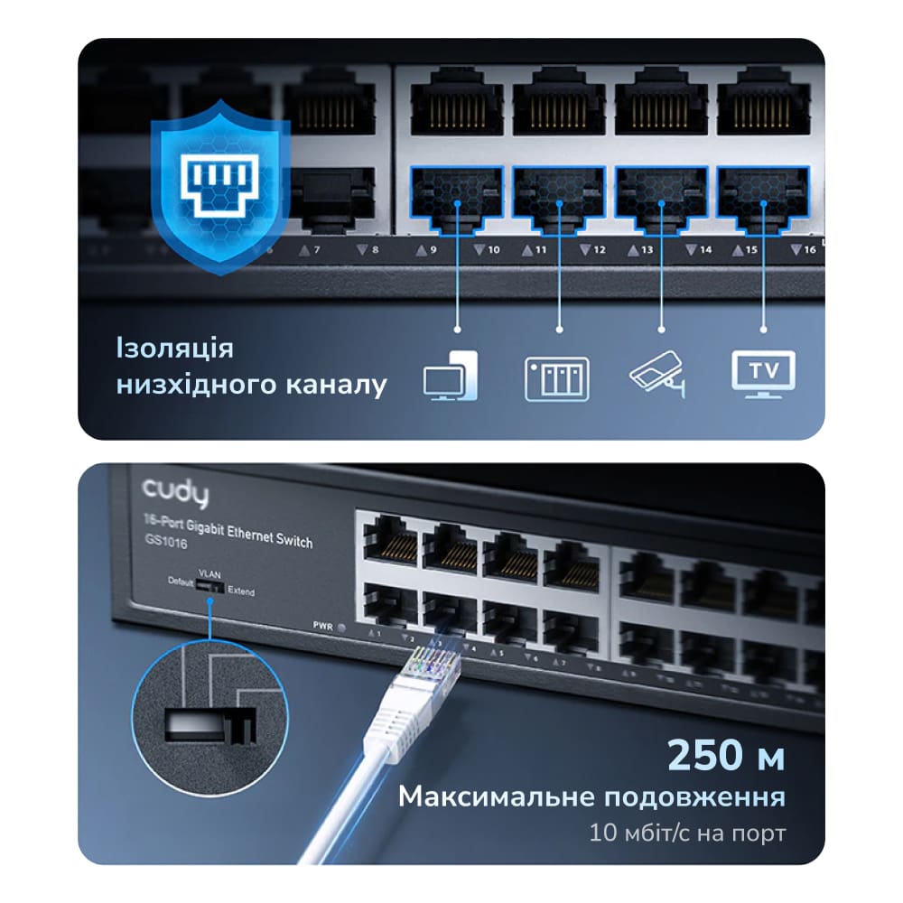 Комутатор 16-портовий некерований Cudy GS1016 гігабітний (73-00528