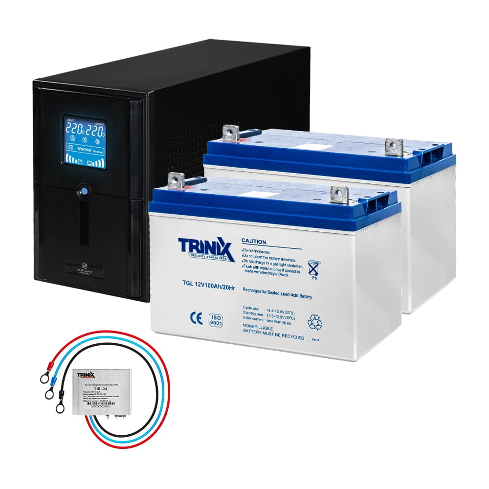 Комплект резервного питания: Kraft PSW1500VA/1200W(LCD)24V UPS + гелевая батарея 2540 Вт*ч купить в Украине