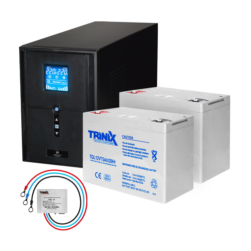 Комплект резервного питания: Kraft PSW2000VA/1600W(LCD)24V UPS + гелевая батарея 1905 Вт*ч купить в Украине