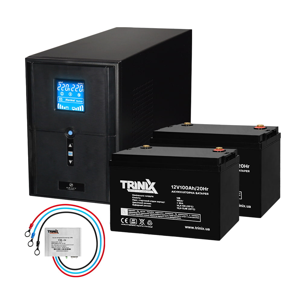 Комплект резервного питания: Kraft PSW2000VA/1600W(LCD)24V UPS + батарея 2540 Вт*ч купить в Украине