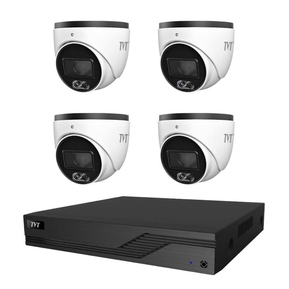 Комплект IP-видеонаблюдения на 4 камеры TVT IP-Video Kit 4x4Mp(T) PoE: 4 купольные 4Mp видеокамеры + 4-канальный 8Mp видеорегистратор купить в Украине