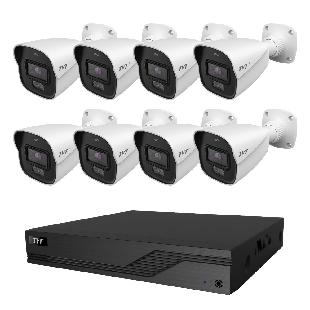 Комплект IP-відеонагляду на 8 камер TVT IP-Video Kit 8x4Mp (B) PoE: 8 циліндричних 4Mp відеокамер + 8-канальний 8Mp відеореєстратор купити в Україні