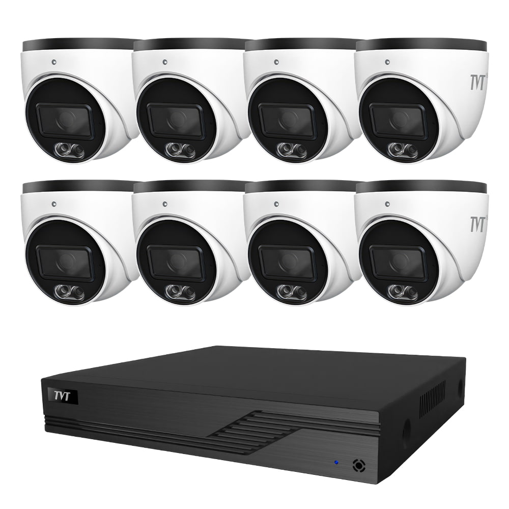 Комплект IP-видеонаблюдения на 8 камер TVT IP-Video Kit 8x4Mp (T) PoE: 8 купольных 4Mp видеокамер + 8-канальный 8Mp видеорегистратор купить в Украине