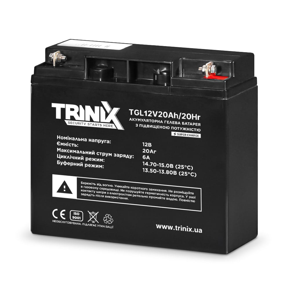 Акумуляторна батарея гелева 12В 20Аг Trinix TGL12V20Ah/20Hr GEL Super Charge купити в Україні