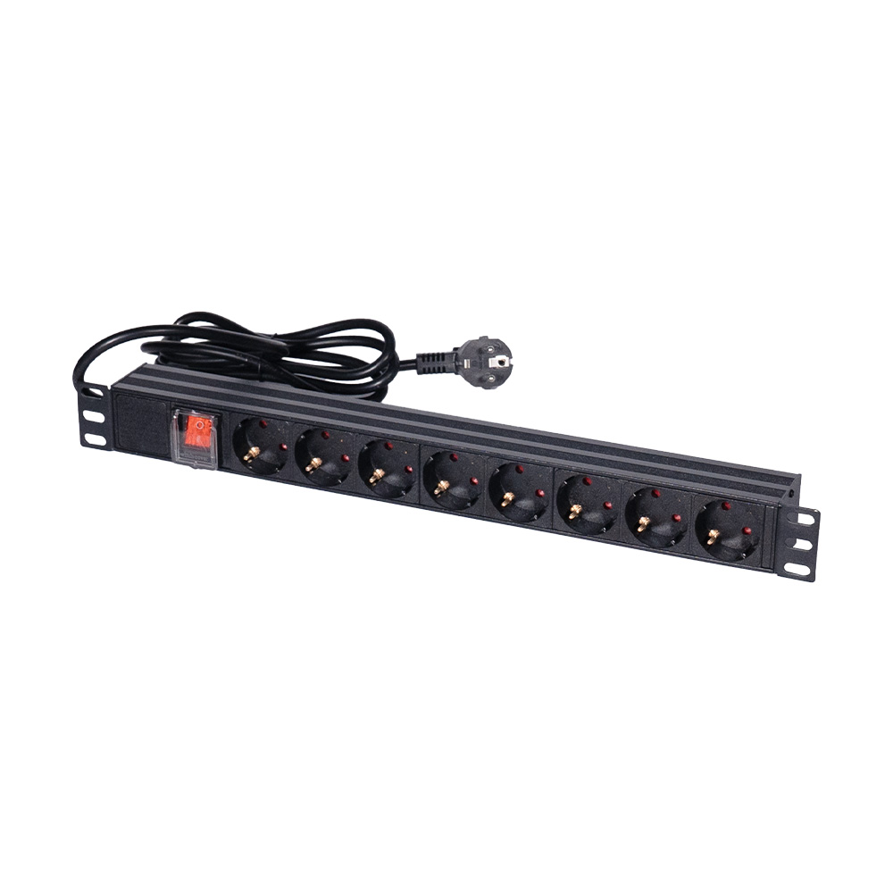 Блок розеток NVC-PDU/8M-16А Black для коммутационного шкафа 19" на 8 розеток, с выключателем купить в Украине