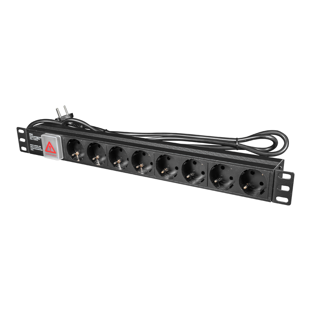 Блок розеток E-NET PDU/8M-16А Black на 8 розеток Schuko, с выключателем купить в Украине