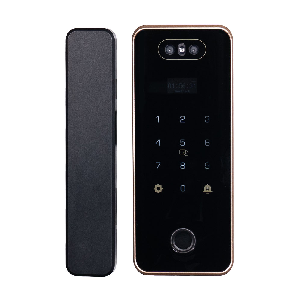Замок биометрический автономный на стеклянную дверь Trinix TRL-4401BG Tuya с WiFi, распознаванием лиц, считывателем отпечатков пальцев и карт Mifare купить в Украине