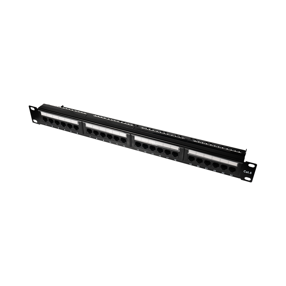 Патч-панель 24 порта NVC-PN-01/24 CAT5/CAT6 19" 1U неэкранированная, с задним организатором кабеля купить в Украине