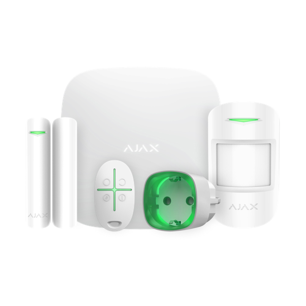Комплект сигналізації Ajax StarterKit + розумна розетка Socket (type F) Jeweller, білий купити в Україні