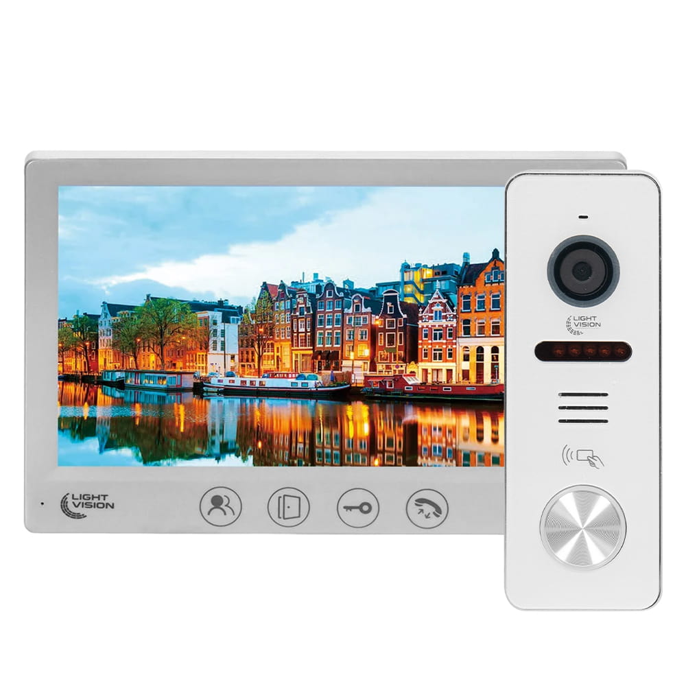 Комплект відеодомофона Light Vision: домофон 7" AMSTERDAM FHD White та відеопанель 2Mp White купити в Україні
