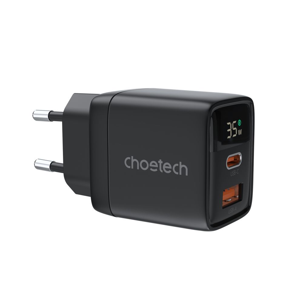 Мережевий зарядний пристрій Choetech PD6052 PD35W GAN A+C Black купити в Україні