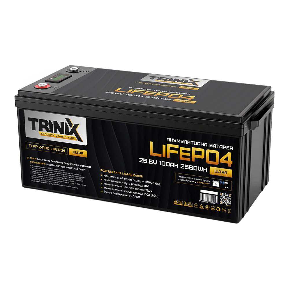 Акумуляторна батарея літій-залізо-фосфатна 25.6В 100А*год Trinix TLFP-24100 Ultra LiFePO4 з Bluetooth (Black) купити в Україні